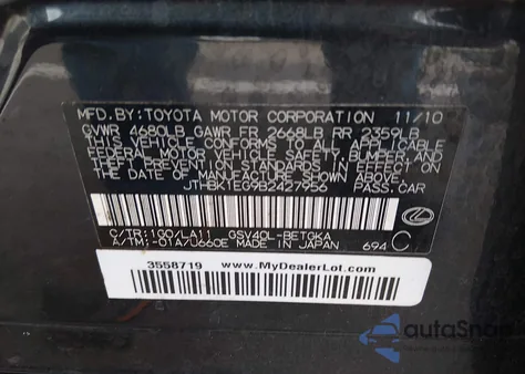 2011 Lexus Es 350 z USA, uszkodzony, nr VIN JTHBK1EG9B2427956